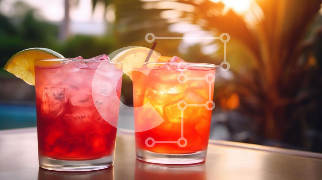 Σετ των 2 Intra Συλλεκτικό Ξύλινο Παζλ Plywood  4mm - Δύο ποτήρια κόκκινα αλκοολούχα ποτά στο ηλιοβασίλεμα Σε Ξύλινο Κουτί - Διαστάσεις: 10x10 cm – 25 κομμάτια