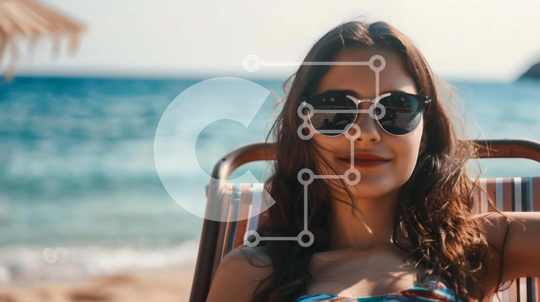 Intra Συλλεκτικό Ξύλινο Παζλ Plywood  4mm - Νεαρή γυναίκα στην παραλία που χαλαρώνει Σε Ξύλινο Κουτί - Διαστάσεις Puzzle: 10x10 cm – 25 κομμάτια