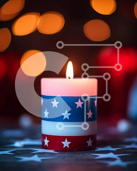 Intra Συλλεκτικό Ξύλινο Παζλ Plywood  4mm - Πατριωτικό κερί με μοτίβο αμερικανικής σημαίας για την 4η Ιουλίου και την ημέρα της ανεξαρτησίας Σε Ξύλινο Κουτί - Διαστάσεις: 10x10 cm – 25 κομμάτια