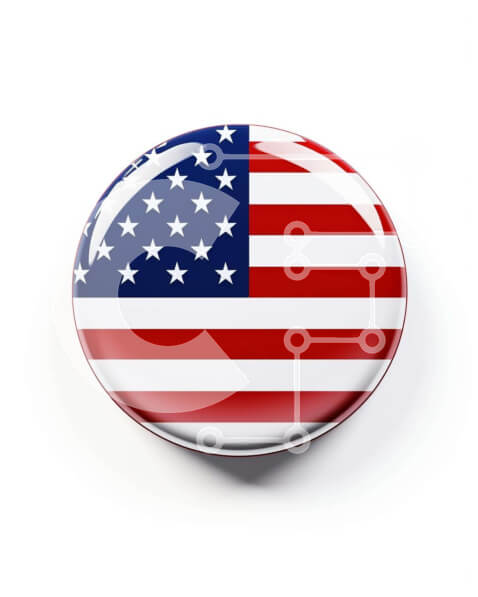 Intra Συλλεκτικό Ξύλινο Παζλ Plywood  4mm - Κουμπί με τη σημαία των Ηνωμένων Πολιτειών Σε Ξύλινο Κουτί - Διαστάσεις: 10x10 cm – 25 κομμάτια