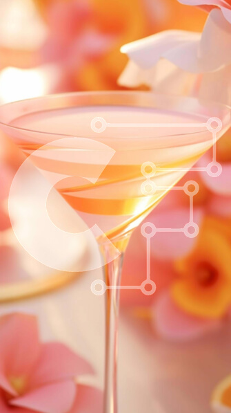 Intra Συλλεκτικό Ξύλινο Παζλ Plywood  4mm - Κομψό σκηνικό πάρτι με ποτήρι Martini και κοκτέιλ πορτοκαλιού Σε Ξύλινο Κουτί - Διαστάσεις Puzzle: 10x10 cm – 25 κομμάτια