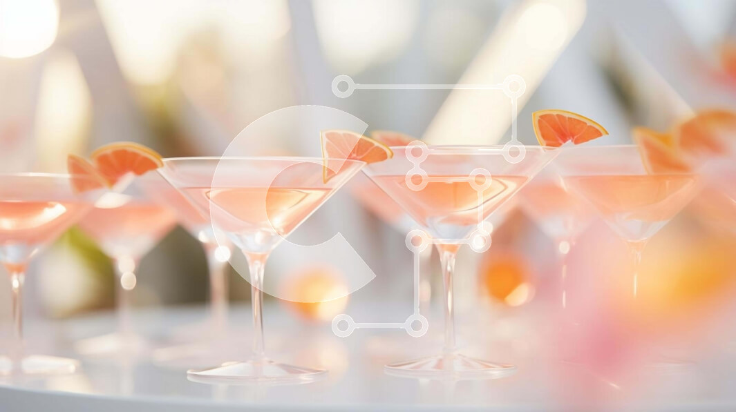 Σετ των 2 Intra Συλλεκτικό Ξύλινο Παζλ Plywood  4mm - Ροζ ποτήρια Martini με φέτες πορτοκαλιού Σε Ξύλινο Κουτί - Διαστάσεις: 10x10 cm – 25 κομμάτια