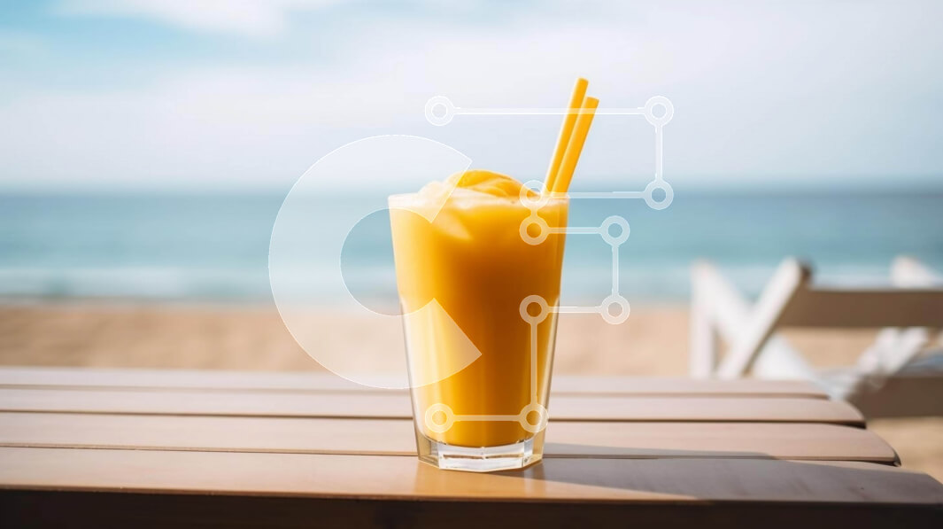 Σετ των 2 Intra Συλλεκτικό Ξύλινο Παζλ Plywood  4mm - Ποτήρι χυμό πορτοκαλιού κοντά στην παραλία Σε Ξύλινο Κουτί - Διαστάσεις: 10x10 cm – 25 κομμάτια