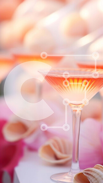 Intra Συλλεκτικό Ξύλινο Παζλ Plywood  4mm - Ροζ κοκτέιλ σε ποτήρια Martini με κοχύλια Σε Ξύλινο Κουτί - Διαστάσεις: 10x10 cm – 25 κομμάτια