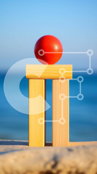 Intra Συλλεκτικό Ξύλινο Παζλ Plywood  4mm - Εξισορρόπηση της Κόκκινης Μπάλας σε Ξύλινους Τούβλους Σε Ξύλινο Κουτί - Διαστάσεις Puzzle: 10x10 cm – 25 κομμάτια