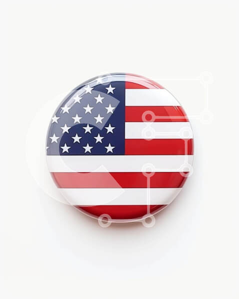 Intra Συλλεκτικό Ξύλινο Παζλ Plywood  4mm - Κουμπί σημαίας ΗΠΑ για τους εορτασμούς της ημέρας της ανεξαρτησίας Σε Ξύλινο Κουτί - Διαστάσεις: 10x10 cm – 25 κομμάτια