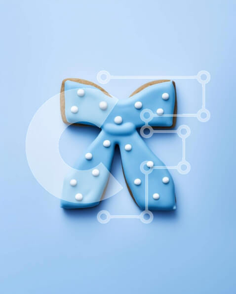 Σετ των 2 Intra Συλλεκτικό Ξύλινο Παζλ Plywood  4mm - Μπλε μπισκότο με φιόγκο και πουά Σε Ξύλινο Κουτί - Διαστάσεις: 10x10 cm – 25 κομμάτια