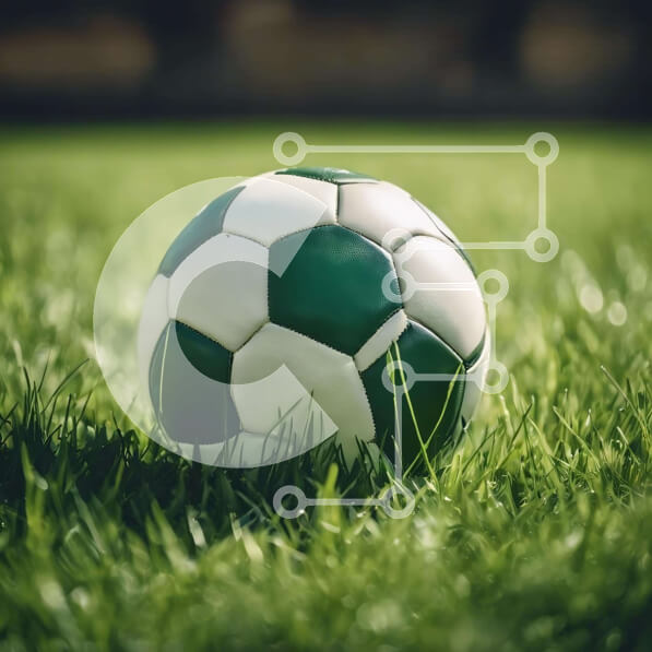 Intra Συλλεκτικό Ξύλινο Παζλ Plywood  4mm - Πράσινη και άσπρη μπάλα ποδοσφαίρου στο γρασίδι Σε Ξύλινο Κουτί - Διαστάσεις Puzzle: 10x10 cm – 25 κομμάτια