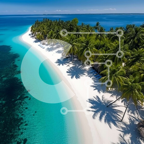 Intra Συλλεκτικό Ξύλινο Παζλ Plywood  4mm - Εναέρια άποψη ενός τροπικού νησιού στις Μαλδίβες Σε Ξύλινο Κουτί - Διαστάσεις: 10x10 cm – 25 κομμάτια