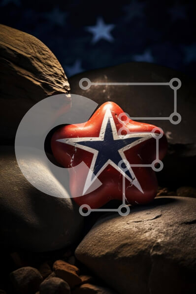 Intra Συλλεκτικό Ξύλινο Παζλ Plywood  4mm - Βράχος σε σχήμα αστεριού στην αμερικανική σημαία Σε Ξύλινο Κουτί - Διαστάσεις Puzzle: 10x10 cm – 25 κομμάτια