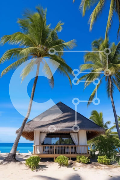 Σετ των 2 Intra Συλλεκτικό Ξύλινο Παζλ Plywood  4mm - Σκηνή τροπικής παραλίας Σε Ξύλινο Κουτί - Διαστάσεις: 10x10 cm – 25 κομμάτια