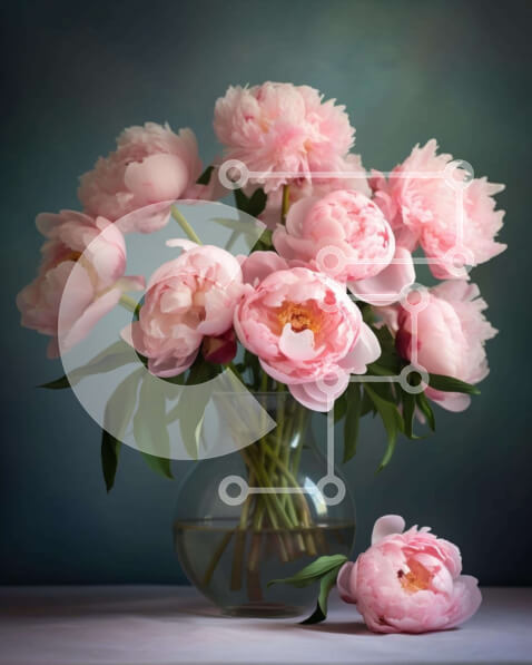 Intra Συλλεκτικό Ξύλινο Παζλ Plywood  4mm - Γυάλινο βάζο με ροζ παιώνιες Σε Ξύλινο Κουτί - Διαστάσεις Puzzle: 10x10 cm – 25 κομμάτια