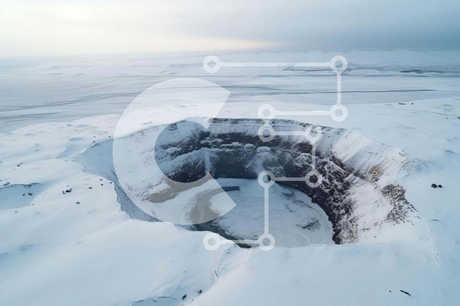 Intra Συλλεκτικό Ξύλινο Παζλ Plywood  4mm - Εναέρια άποψη της χιονισμένης τρύπας Σε Ξύλινο Κουτί - Διαστάσεις: 10x10 cm – 25 κομμάτια