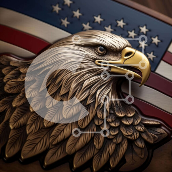 Intra Συλλεκτικό Ξύλινο Παζλ Plywood  4mm - Κεφάλι αετού σε ξύλινο φόντο με αμερικανική σημαία Σε Ξύλινο Κουτί - Διαστάσεις: 10x10 cm – 25 κομμάτια