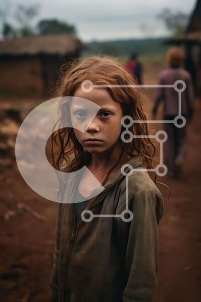 Intra Συλλεκτικό Ξύλινο Παζλ Plywood  4mm - Νεαρό κορίτσι με κόκκινα μαλλιά σε ένα κοινοτικό περιβάλλον Σε Ξύλινο Κουτί - Διαστάσεις Puzzle: 10x10 cm – 25 κομμάτια