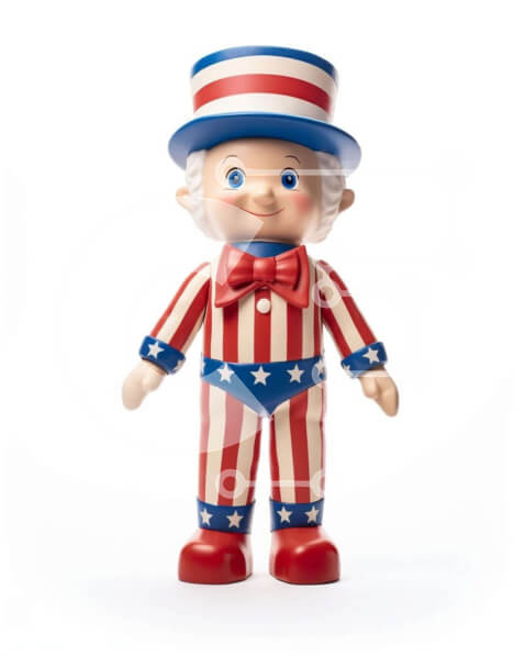 Intra Συλλεκτικό Ξύλινο Παζλ Plywood  4mm - Φιγούρα παιχνιδιών με στολή αμερικανικής σημαίας για τις 4 Ιουλίου Σε Ξύλινο Κουτί - Διαστάσεις: 10x10 cm – 25 κομμάτια