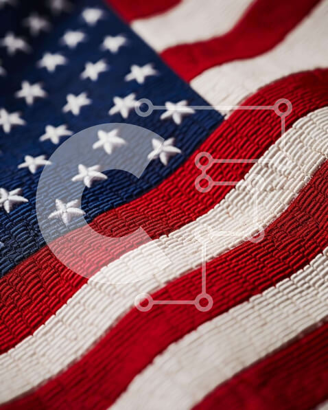 Intra Συλλεκτικό Ξύλινο Παζλ Plywood  4mm - Κοντινό πλάνο της αμερικανικής σημαίας με αστέρια και ρίγες Σε Ξύλινο Κουτί - Διαστάσεις Puzzle: 10x10 cm – 25 κομμάτια