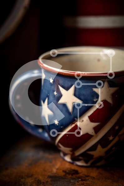 Intra Συλλεκτικό Ξύλινο Παζλ Plywood  4mm - Κεραμικό φλιτζάνι καφέ με αστέρια και ρίγες Σε Ξύλινο Κουτί - Διαστάσεις: 10x10 cm – 25 κομμάτια