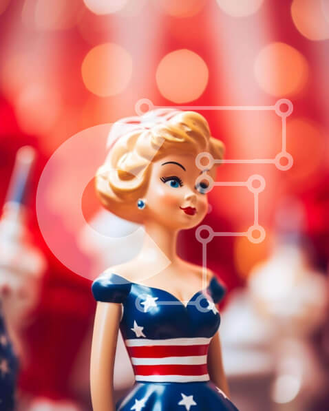 Intra Συλλεκτικό Ξύλινο Παζλ Plywood  4mm - Κούκλα παιχνιδιών με φόρεμα αμερικανικής σημαίας Σε Ξύλινο Κουτί - Διαστάσεις Puzzle: 10x10 cm – 25 κομμάτια