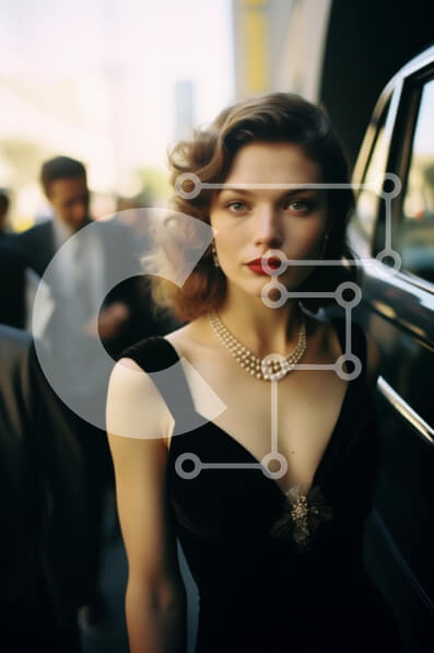 Intra Συλλεκτικό Ξύλινο Παζλ Plywood  4mm - Γυναίκα με κομψό μαύρο φόρεμα που περιβάλλεται από ανθρώπους και αυτοκίνητα Σε Ξύλινο Κουτί - Διαστάσεις Puzzle: 10x10 cm – 25 κομμάτια