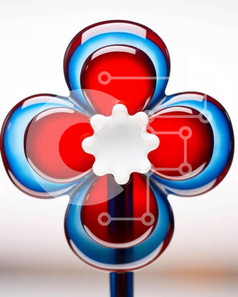 Intra Συλλεκτικό Ξύλινο Παζλ Plywood  4mm - Κόκκινο, μπλε και λευκό γλυπτό λουλουδιών από γυαλί Σε Ξύλινο Κουτί - Διαστάσεις: 10x10 cm – 25 κομμάτια