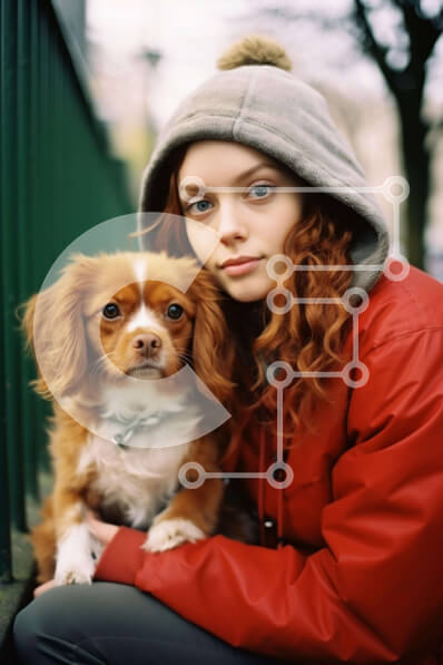 Intra Συλλεκτικό Ξύλινο Παζλ Plywood  4mm - Νεαρή γυναίκα με σκύλο Σε Ξύλινο Κουτί - Διαστάσεις Puzzle: 10x10 cm – 25 κομμάτια