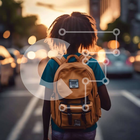 Intra Συλλεκτικό Ξύλινο Παζλ Plywood  4mm - Νεαρή γυναίκα που περπατά με το σακίδιο στο ηλιοβασίλεμα Σε Ξύλινο Κουτί - Διαστάσεις Puzzle: 10x10 cm – 25 κομμάτια