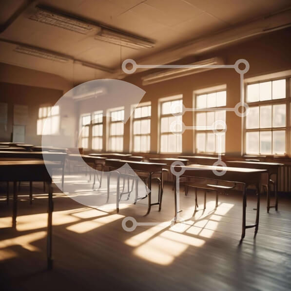 Intra Συλλεκτικό Ξύλινο Παζλ Plywood  4mm - Άδεια τάξη με γραφεία και παράθυρα Σε Ξύλινο Κουτί - Διαστάσεις Puzzle: 10x10 cm – 25 κομμάτια