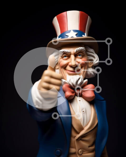 Intra Συλλεκτικό Ξύλινο Παζλ Plywood  4mm - Άγαλμα του θείου Σαμ που δίνει μπράβο για τις 4 Ιουλίου Σε Ξύλινο Κουτί - Διαστάσεις: 10x10 cm – 25 κομμάτια