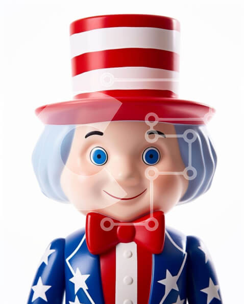 Intra Συλλεκτικό Ξύλινο Παζλ Plywood  4mm - Χαρούμενη φιγούρα παιχνιδιών με ενδυμασία Uncle Sam Σε Ξύλινο Κουτί - Διαστάσεις Puzzle: 10x10 cm – 25 κομμάτια