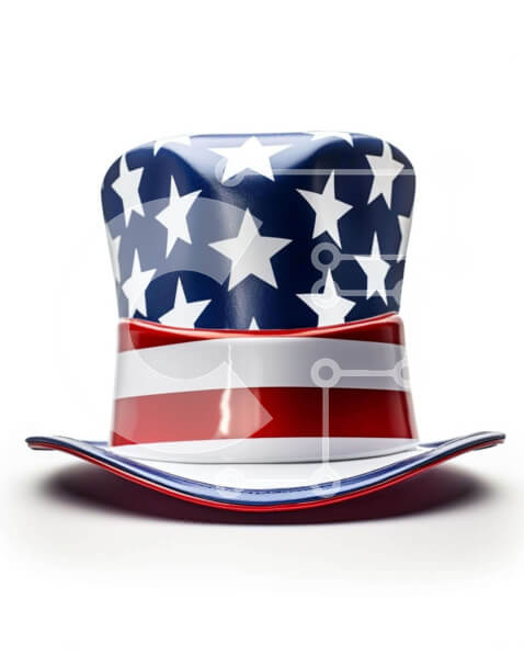 Intra Συλλεκτικό Ξύλινο Παζλ Plywood  4mm - Πατριωτικό καπέλο με σχέδιο αμερικανικής σημαίας Σε Ξύλινο Κουτί - Διαστάσεις Puzzle: 10x10 cm – 25 κομμάτια