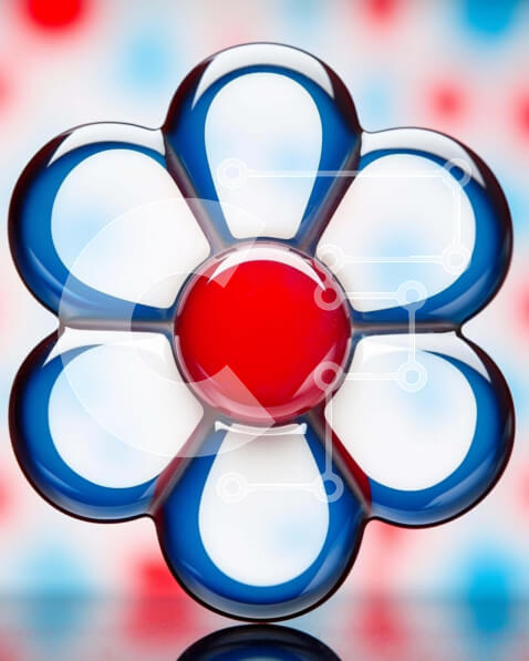 Intra Συλλεκτικό Ξύλινο Παζλ Plywood  4mm - Πολύχρωμο αντικείμενο σε σχήμα λουλουδιού σε αφηρημένο φόντο Σε Ξύλινο Κουτί - Διαστάσεις Puzzle: 10x10 cm – 25 κομμάτια