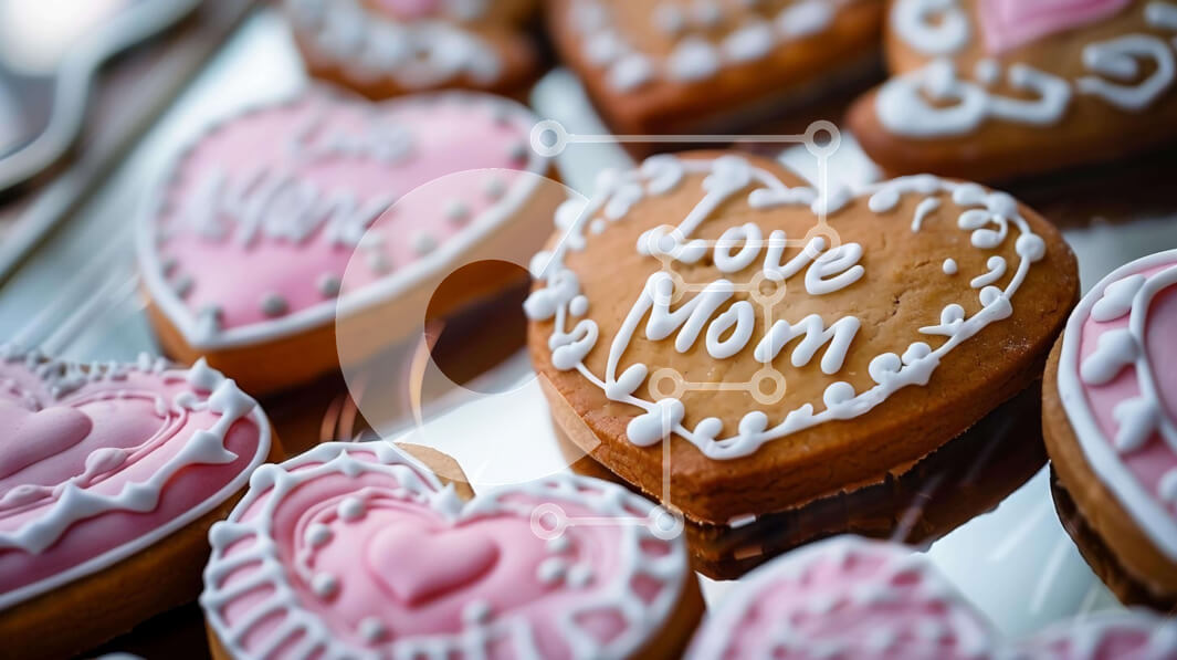 Intra Συλλεκτικό Ξύλινο Παζλ Plywood  4mm - Μπισκότα σε σχήμα καρδιάς με διακοσμητικά «Love Mom». Σε Ξύλινο Κουτί - Διαστάσεις Puzzle: 10x10 cm – 25 κομμάτια