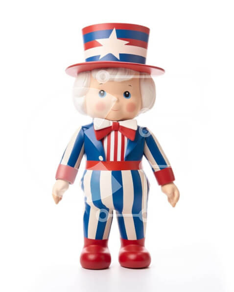 Intra Συλλεκτικό Ξύλινο Παζλ Plywood  4mm - Φιγούρα παιχνιδιού σε πατριωτικό κόκκινο, λευκό και μπλε ντύσιμο Σε Ξύλινο Κουτί - Διαστάσεις Puzzle: 10x10 cm – 25 κομμάτια