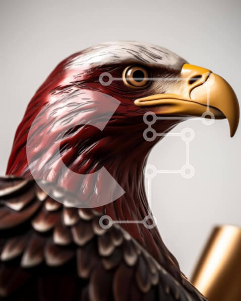 Intra Συλλεκτικό Ξύλινο Παζλ Plywood  4mm - Κοντινό πλάνο του αγάλματος του αετού Σε Ξύλινο Κουτί - Διαστάσεις: 10x10 cm – 25 κομμάτια