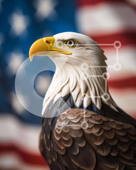 Intra Συλλεκτικό Ξύλινο Παζλ Plywood  4mm - Άγαλμα αμερικανικού αετού με σημαίες Σε Ξύλινο Κουτί - Διαστάσεις Puzzle: 10x10 cm – 25 κομμάτια