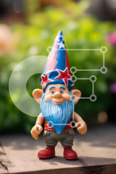 Intra Συλλεκτικό Ξύλινο Παζλ Plywood  4mm - Toy Gnome σε κόκκινο, λευκό και μπλε με αστέρια Σε Ξύλινο Κουτί - Διαστάσεις Puzzle: 10x10 cm – 25 κομμάτια