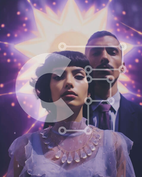 Intra Συλλεκτικό Ξύλινο Παζλ Plywood  4mm - Άνδρας και γυναίκα με επίσημη ενδυμασία σε αφηρημένο φόντο Σε Ξύλινο Κουτί - Διαστάσεις Puzzle: 10x10 cm – 25 κομμάτια