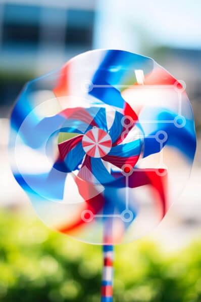 Intra Συλλεκτικό Ξύλινο Παζλ Plywood  4mm - Πολύχρωμο pinwheel στην αστική περιοχή Σε Ξύλινο Κουτί - Διαστάσεις Puzzle: 10x10 cm – 25 κομμάτια