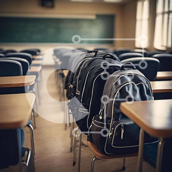 Intra Συλλεκτικό Ξύλινο Παζλ Plywood  4mm - Τάξη με σακίδια και μαυροπίνακες Σε Ξύλινο Κουτί - Διαστάσεις Puzzle: 10x10 cm – 25 κομμάτια