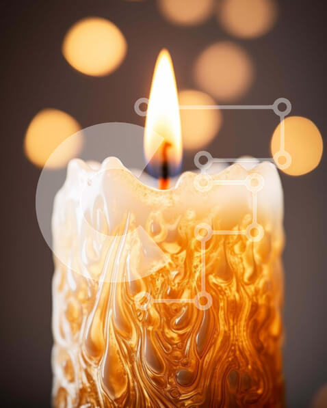 Intra Συλλεκτικό Ξύλινο Παζλ Plywood  4mm - Αναμμένο κερί με πολύχρωμα φώτα Bokeh Σε Ξύλινο Κουτί - Διαστάσεις Puzzle: 10x10 cm – 25 κομμάτια