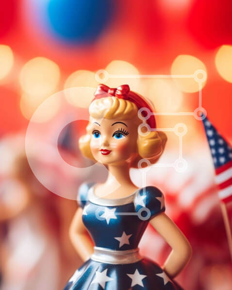 Intra Συλλεκτικό Ξύλινο Παζλ Plywood  4mm - Παιχνίδι κούκλα με στολή αμερικανικής σημαίας με ειδώλια Σε Ξύλινο Κουτί - Διαστάσεις Puzzle: 10x10 cm – 25 κομμάτια