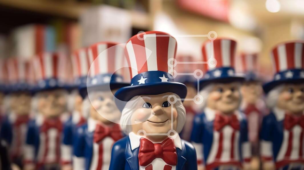 Intra Συλλεκτικό Ξύλινο Παζλ Plywood  4mm - Πατριωτικά ειδώλια του θείου Σαμ και χαρακτήρες του Star Wars για την τέταρτη Ιουλίου Σε Ξύλινο Κουτί - Διαστάσεις: 10x10 cm – 25 κομμάτια