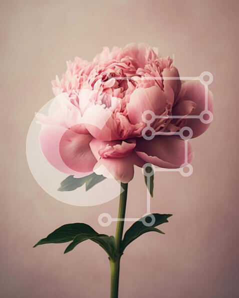 Intra Συλλεκτικό Ξύλινο Παζλ Plywood  4mm - Ροζ λουλούδι παιώνιας σε υπόλευκο φόντο Σε Ξύλινο Κουτί - Διαστάσεις: 10x10 cm – 25 κομμάτια