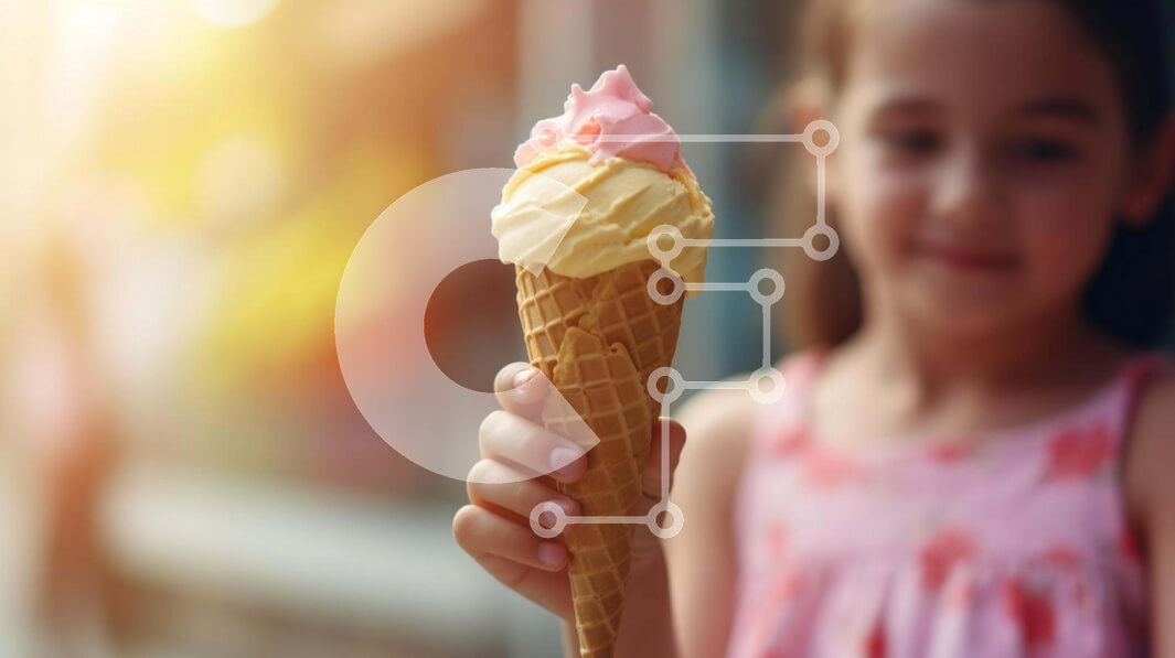 Intra Συλλεκτικό Ξύλινο Παζλ Plywood  4mm - Νεαρό κορίτσι με χωνάκι παγωτού σε εξωτερικούς χώρους Σε Ξύλινο Κουτί - Διαστάσεις Puzzle: 10x10 cm – 25 κομμάτια