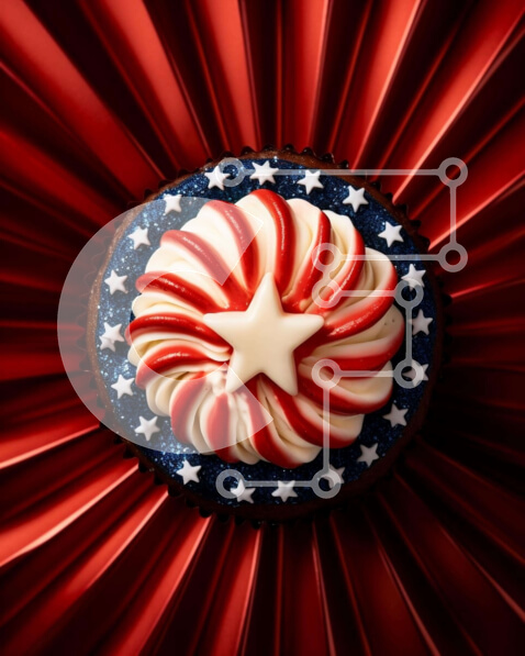 Σετ των 2 Intra Συλλεκτικό Ξύλινο Παζλ Plywood  4mm - Πατριωτικό Cupcake με διακόσμηση αστεριών Σε Ξύλινο Κουτί - Διαστάσεις: 10x10 cm – 25 κομμάτια