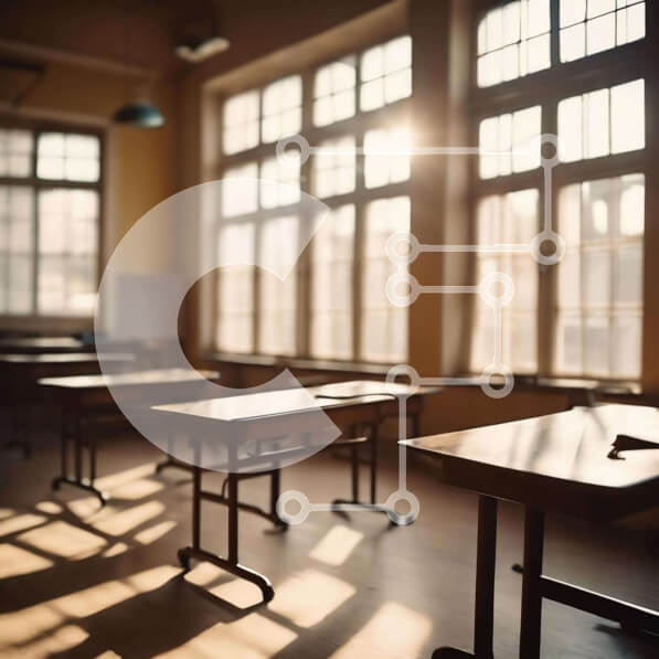 Intra Συλλεκτικό Ξύλινο Παζλ Plywood  4mm - Άδεια τάξη με γραφεία και φορητό υπολογιστή Σε Ξύλινο Κουτί - Διαστάσεις Puzzle: 10x10 cm – 25 κομμάτια