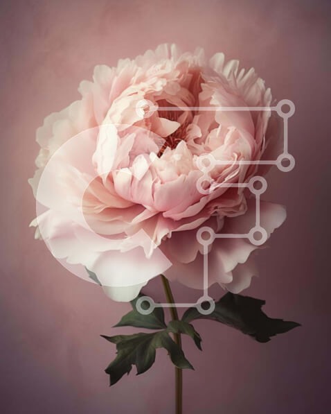 Intra Συλλεκτικό Ξύλινο Παζλ Plywood  4mm - Ανθισμένο ροζ λουλούδι παιώνιας σε ροζ φόντο Σε Ξύλινο Κουτί - Διαστάσεις: 10x10 cm – 25 κομμάτια