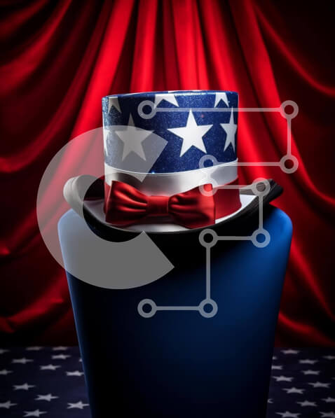 Intra Συλλεκτικό Ξύλινο Παζλ Plywood  4mm - Πατριωτικό καπέλο με αμερικανική σημαία και εορταστική διακόσμηση Σε Ξύλινο Κουτί - Διαστάσεις: 10x10 cm – 25 κομμάτια