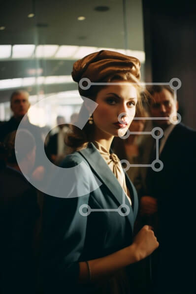 Intra Συλλεκτικό Ξύλινο Παζλ Plywood  4mm - Κομψή γυναίκα που ποζάρει με ομάδα ανθρώπων Σε Ξύλινο Κουτί - Διαστάσεις Puzzle: 10x10 cm – 25 κομμάτια